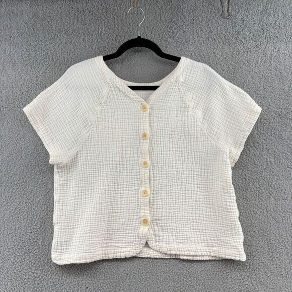 Madewell Cream Gauze Short-Sleeve Pocket Top - Picture 4 of 11